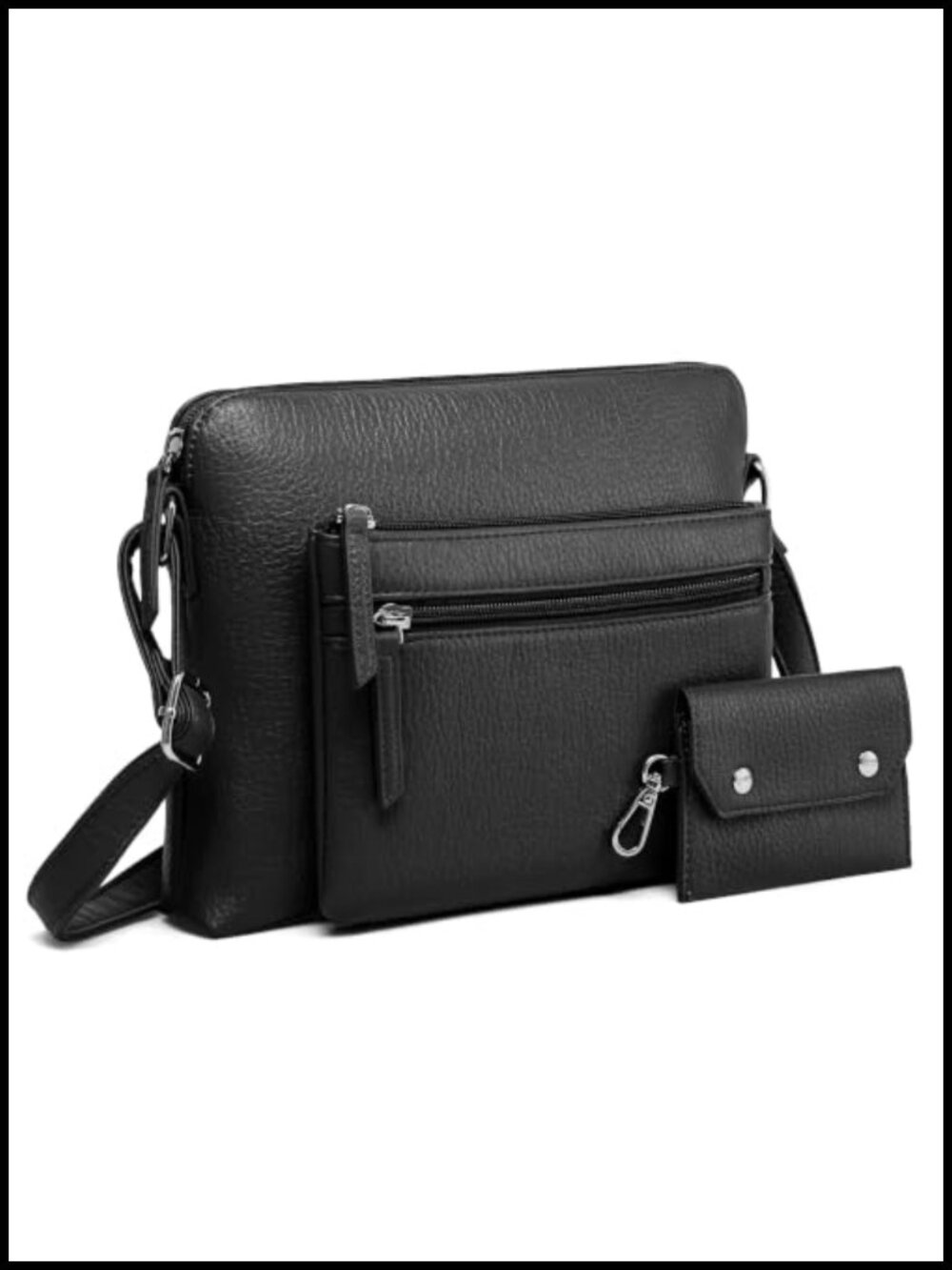 Vegan Leather Crossbody Bag RFID Small Multipocket Purse